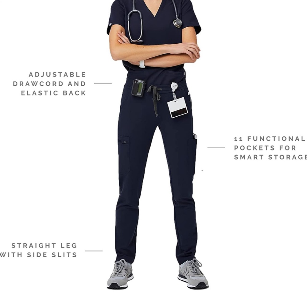 Figs Yola skinny scrub pant in navy